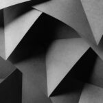 Geometric shapes made of gray paper, abstract background, 3d illustration